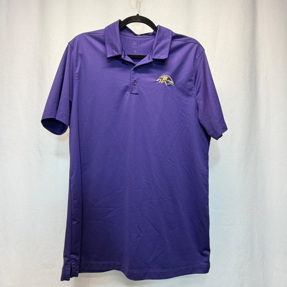 Baltimore Ravens Nike Polo Mens Large Purple NFL Dri-FIT Golf Short Sleeve